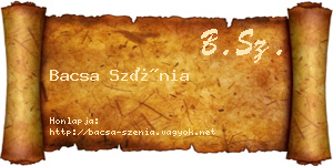Bacsa Szénia névjegykártya